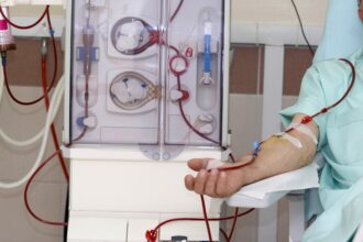 A man undergoing dialysis