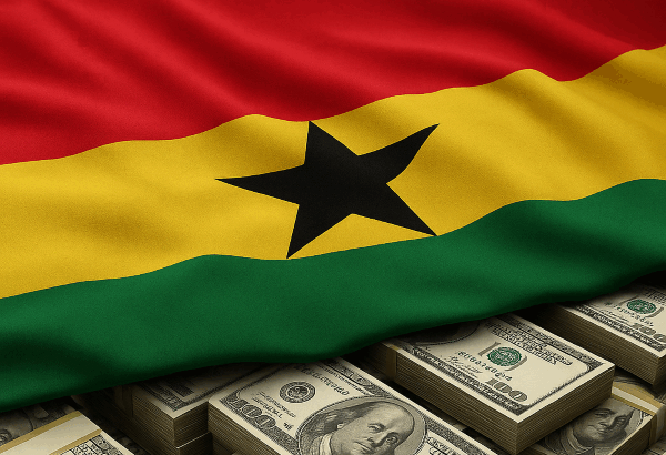 Ghana flag and dollars